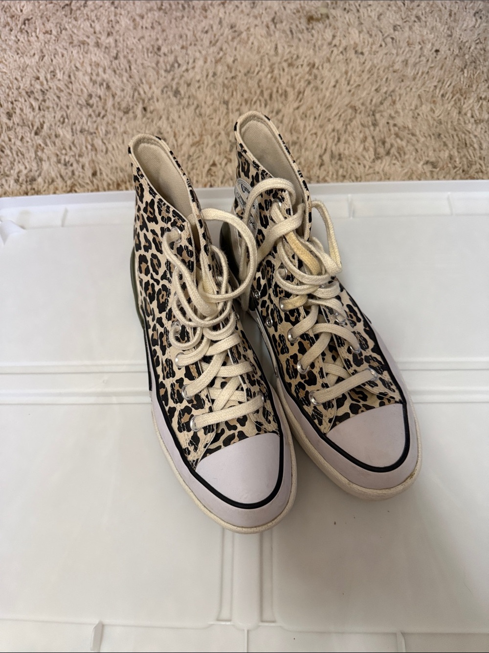 Converse Women's High-Top Sneakers in Beige Leopard Print